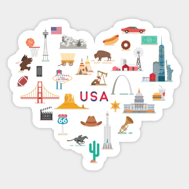 USA famous places and landmarks Sticker by Antikwar